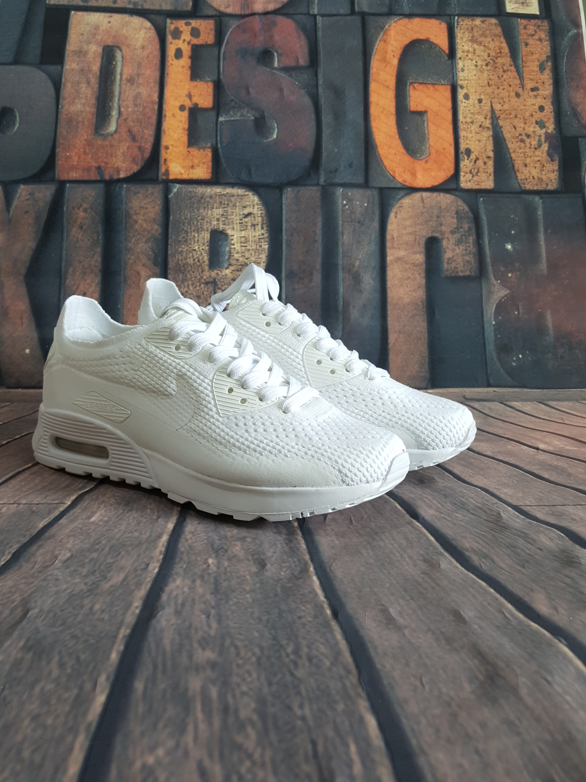 Nike Air Max 90 Flyknit All White Shoes